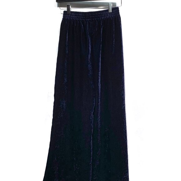 Nili Lotan Navy Blue Velvet Wide Leg Trousers - Picture 6 of 8